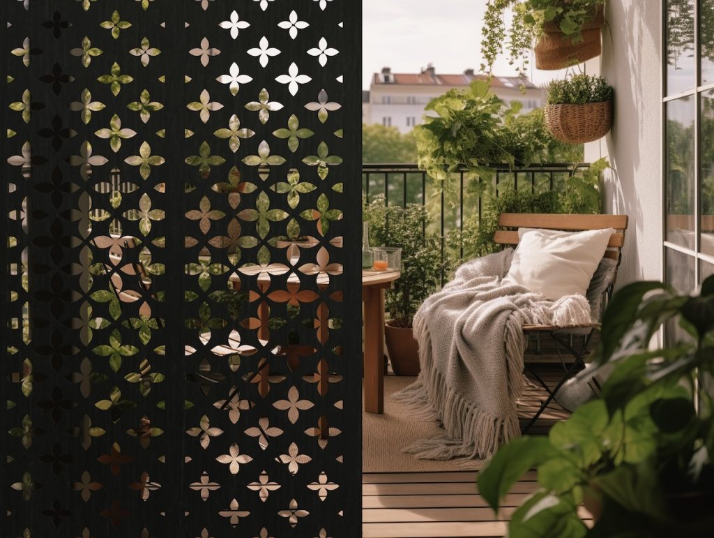 Floral Design Metal Privacy Screens Wall